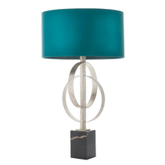 Amos Hatfield Table Lamp Antique Silver & Teal