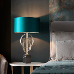 Amos Hatfield Table Lamp Antique Silver & Teal