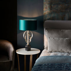 Amos Hatfield Table Lamp Antique Silver & Teal