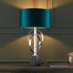 Amos Hatfield Table Lamp Antique Silver & Teal