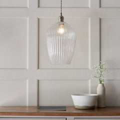 Amos Lucid Large Pendant Ribbed Glass