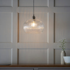 Amos Lucid Medium Pendant Ribbed Glass