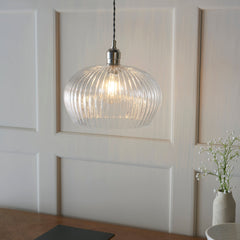 Amos Lucid Medium Pendant Ribbed Glass