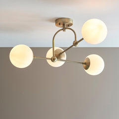 Amos Penthouse Flush Ceiling Light Antique Brass