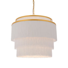 Amos Ruffle Chandelier Large Matt Gold with White Tassels