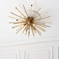 Amos Sandridge Flush Ceiling Light Antique Brass
