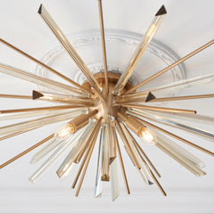 Amos Sandridge Flush Ceiling Light Antique Brass