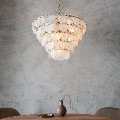 Amos Southgate Chandelier Antique Gold & White