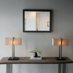 Amos Station Table Lamp Satin Nickel with Shade