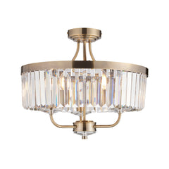 Amos Windsor Flush Chandelier Antique Brass