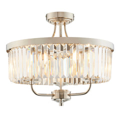 Amos Windsor Flush Chandelier Bright Nickel