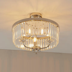 Amos Windsor Flush Chandelier Bright Nickel