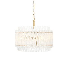 Amos Aquitaine Brushed Aged Brass & Clear Glass 3 Light Chandelier