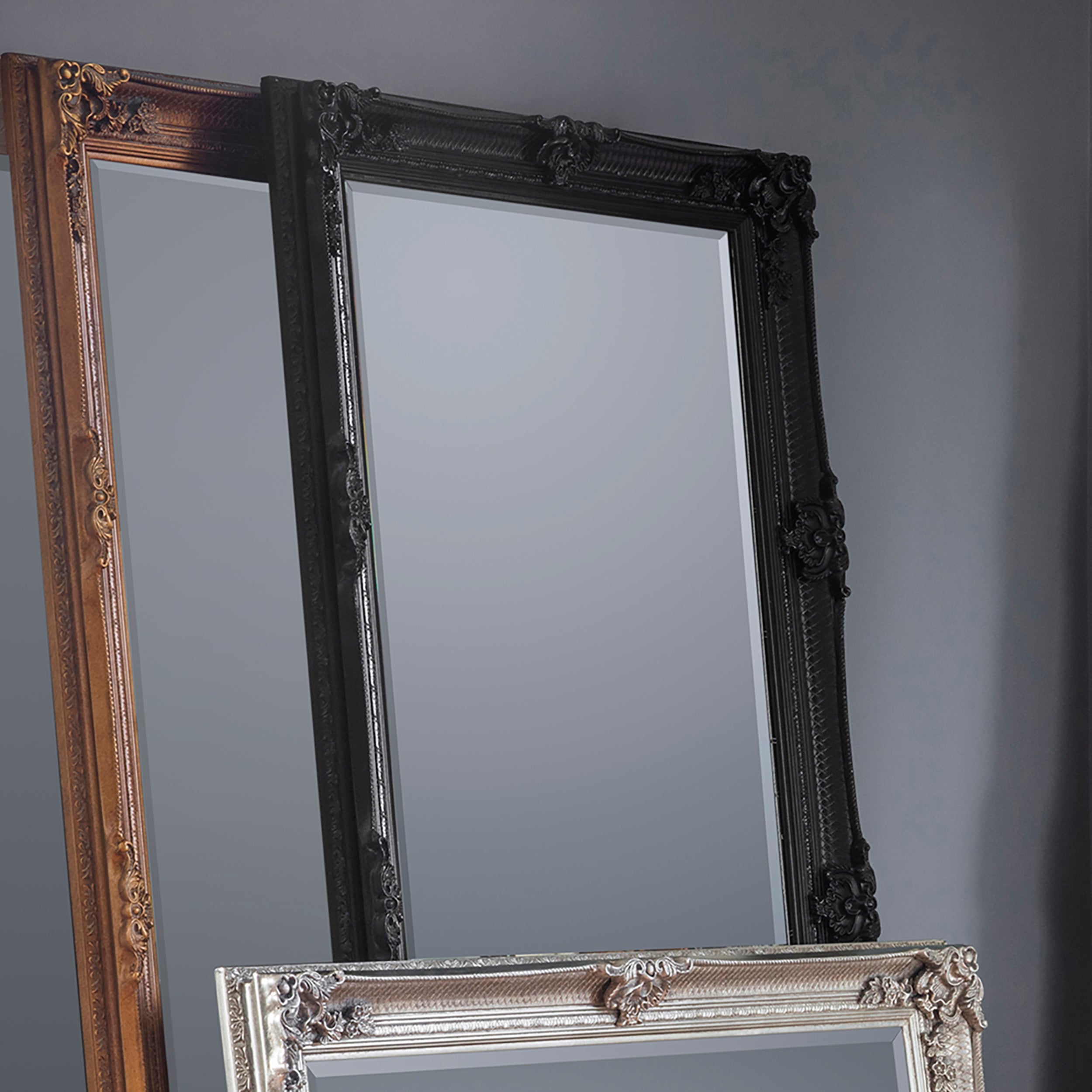 Amos Black wood rectangle leaner mirror