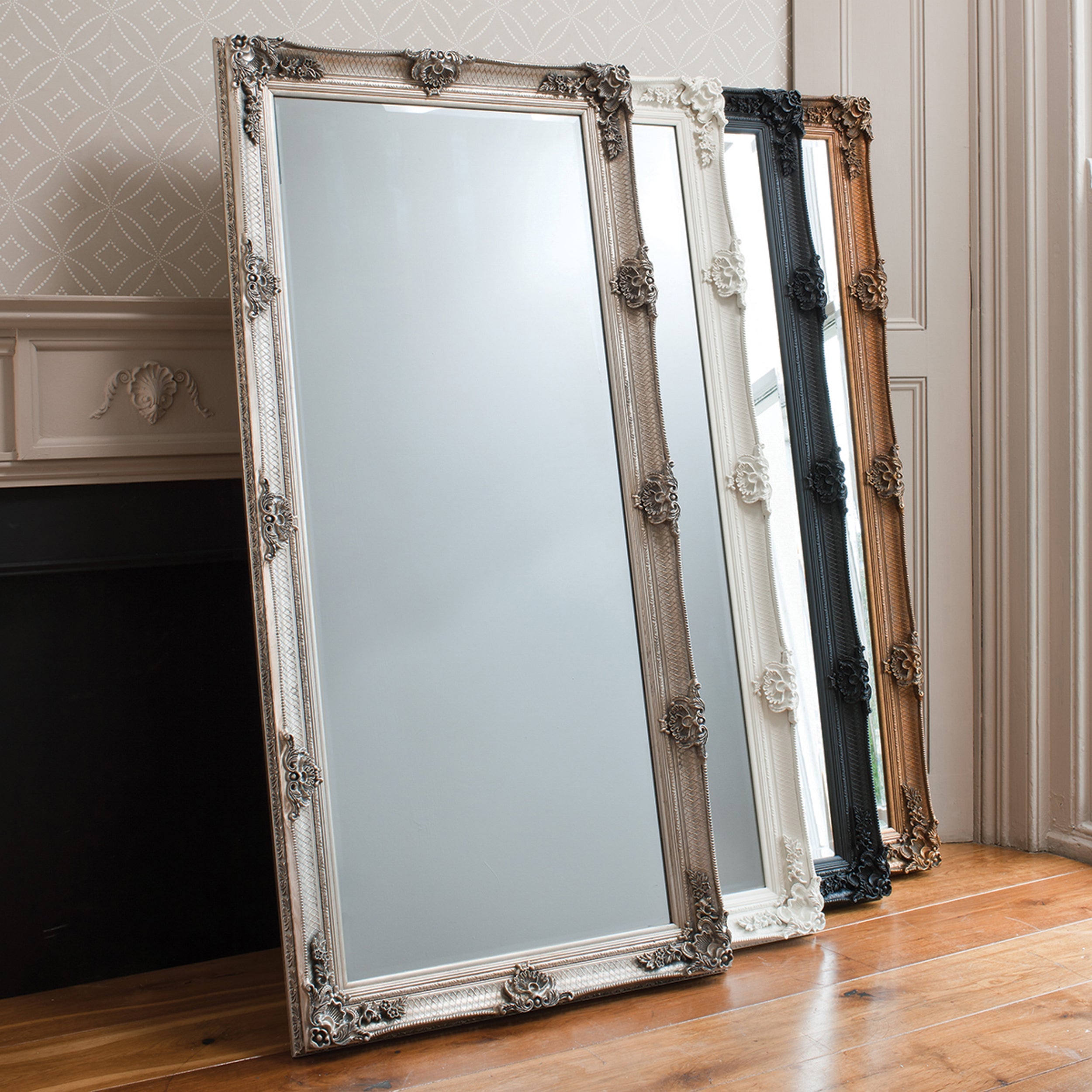Amos Black wood rectangle leaner mirror