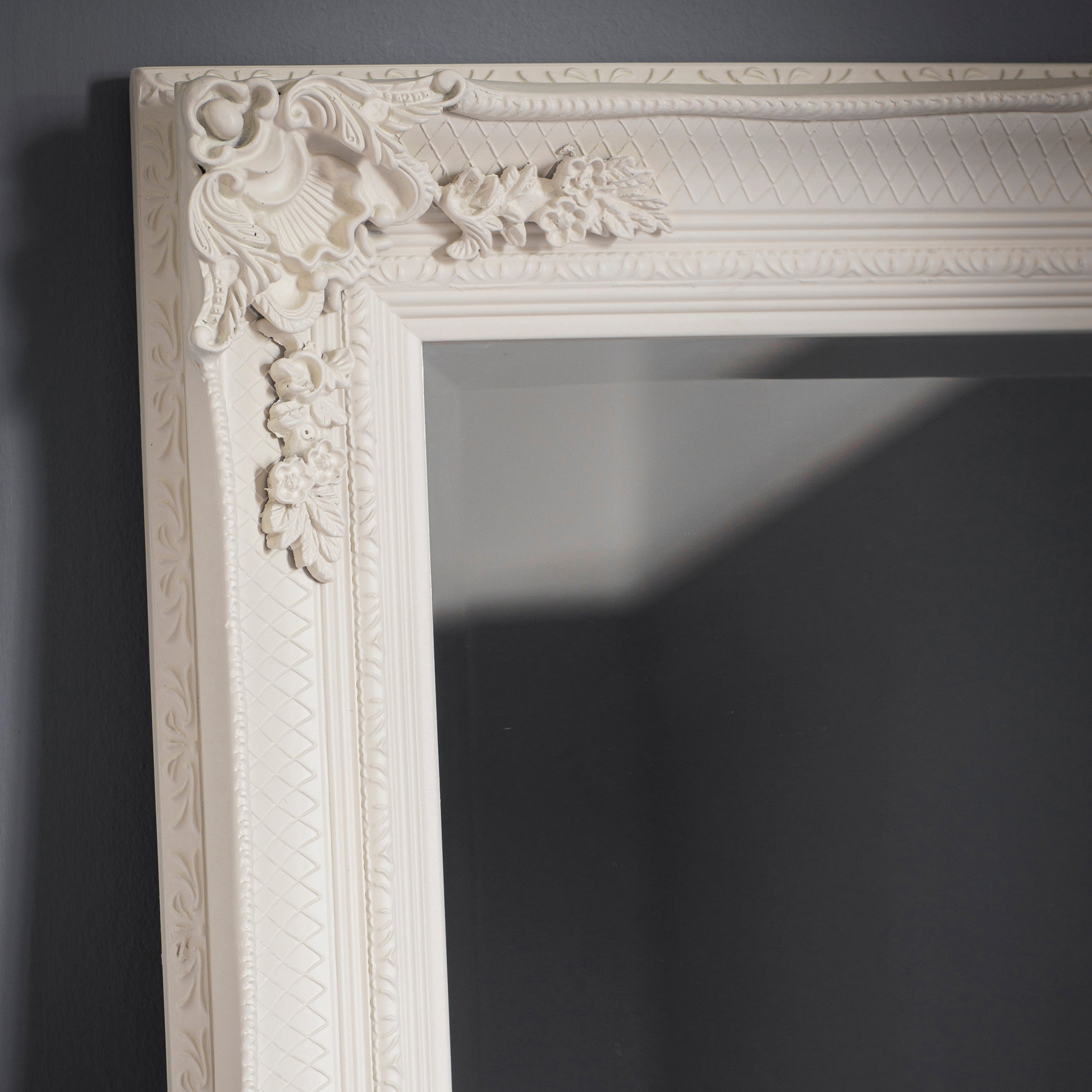 Amos Cream wood rectangle leaner mirror