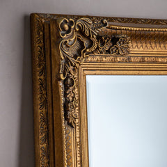Amos Aged gold wood rectangle leaner mirror
