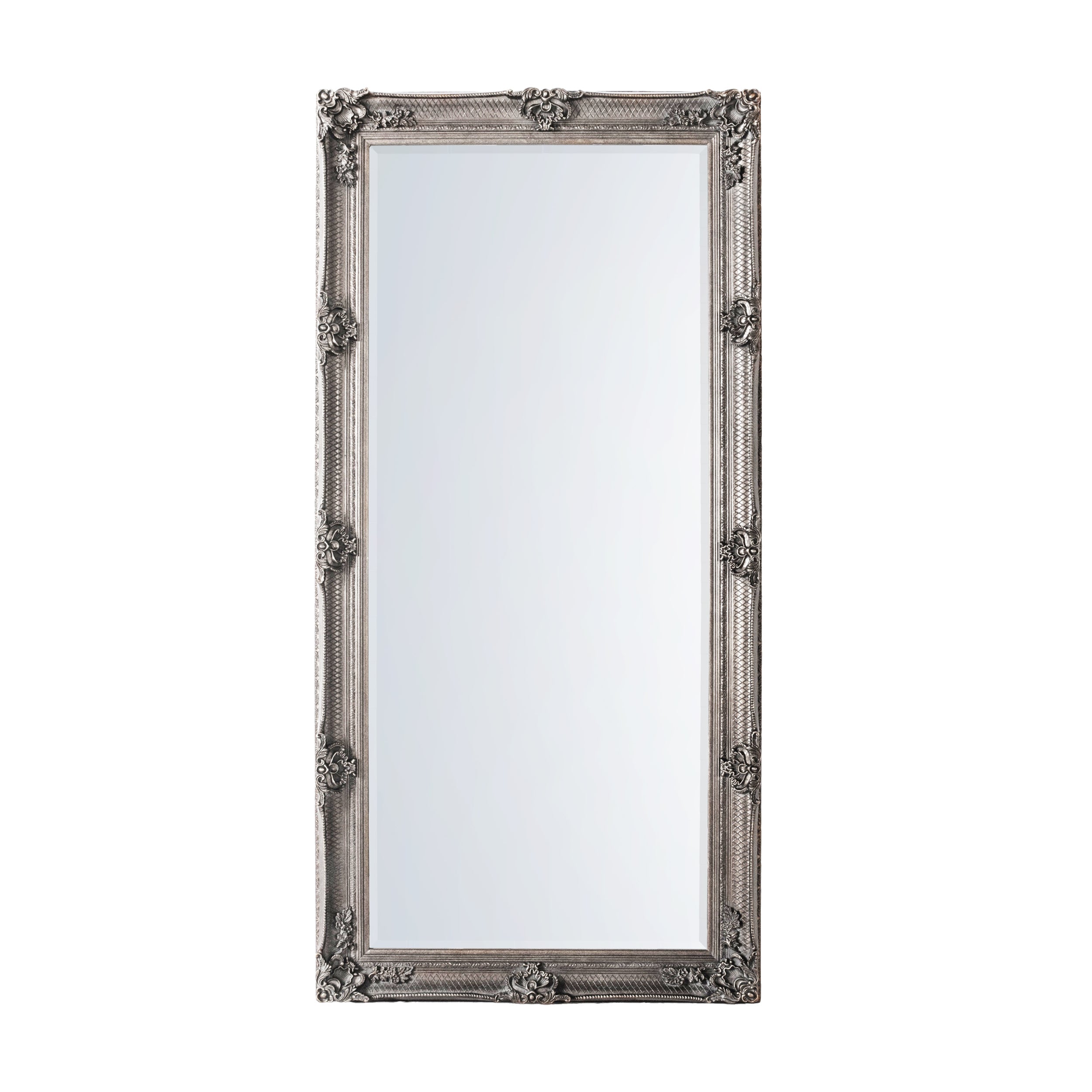 Amos Aged silver wood rectangle leaner mirror