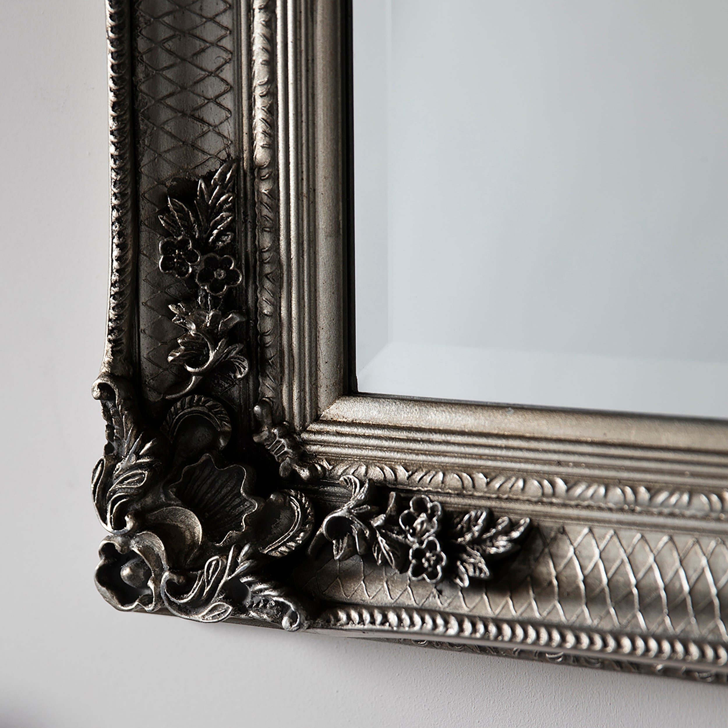 Amos Aged silver wood rectangle leaner mirror
