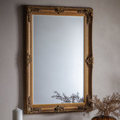Amos Aged gold wood rectangle mirror