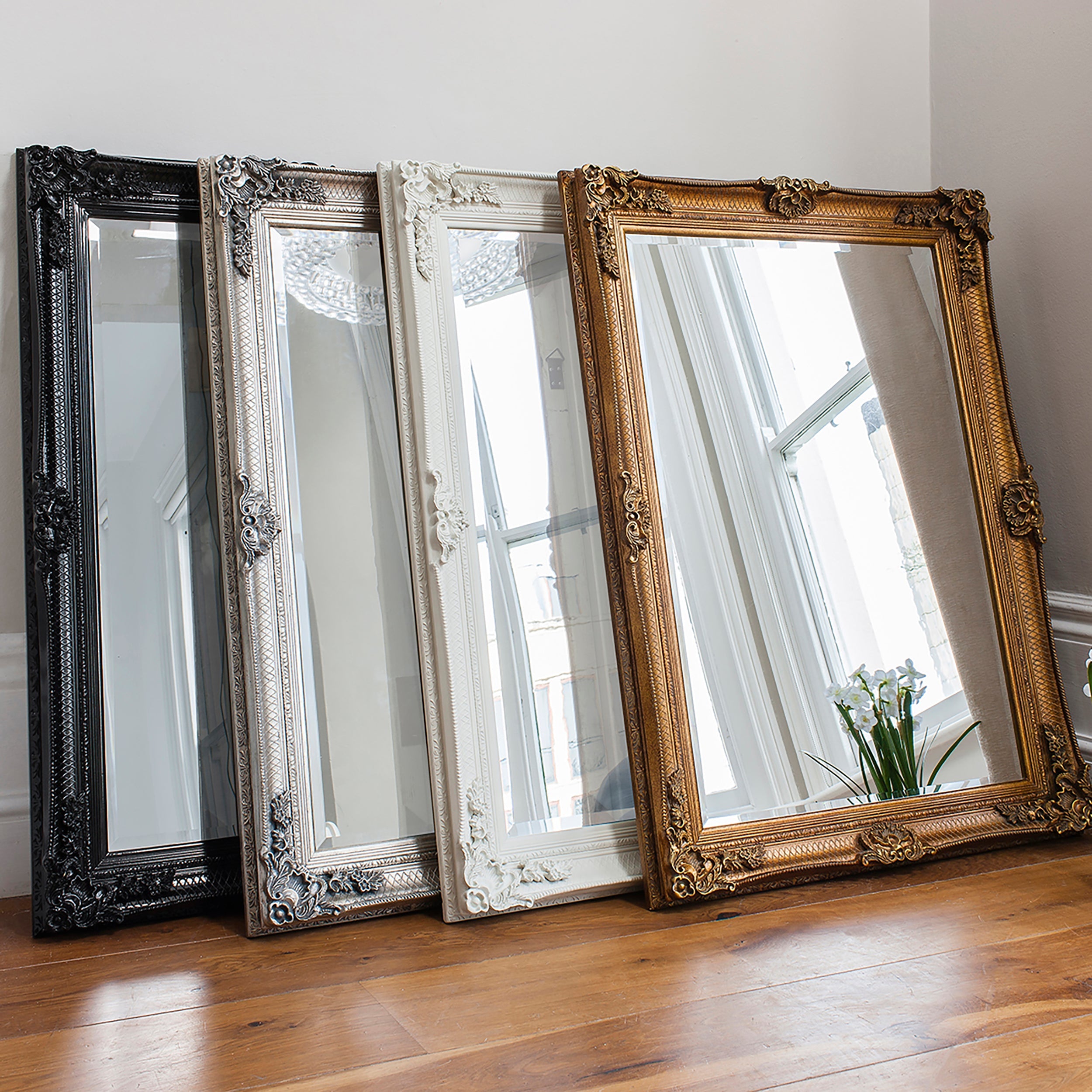 Amos Aged gold wood rectangle mirror