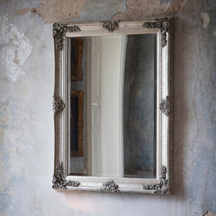 Amos Aged silver wood rectangle mirror