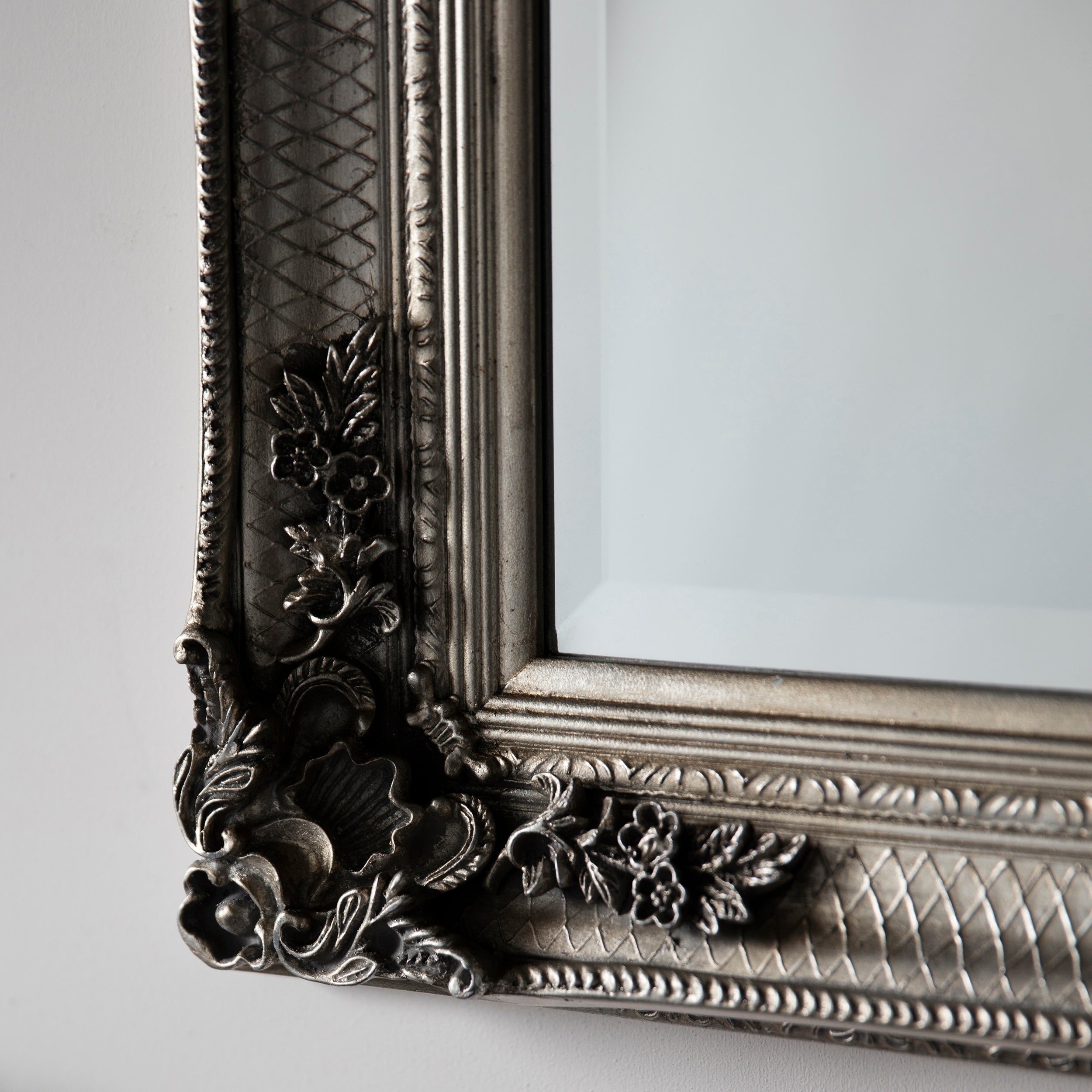 Amos Aged silver wood rectangle mirror