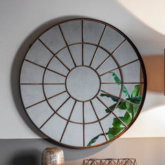 Amos Aged bronze round window mirror