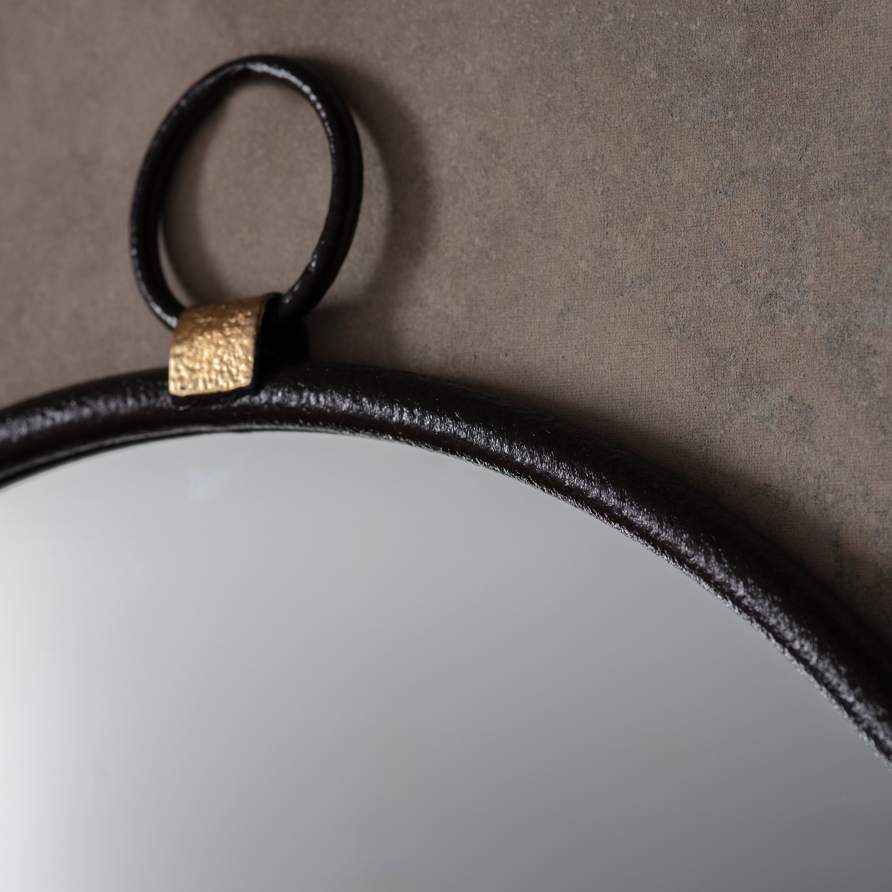 Amos Matt black hanging loop large round mirror