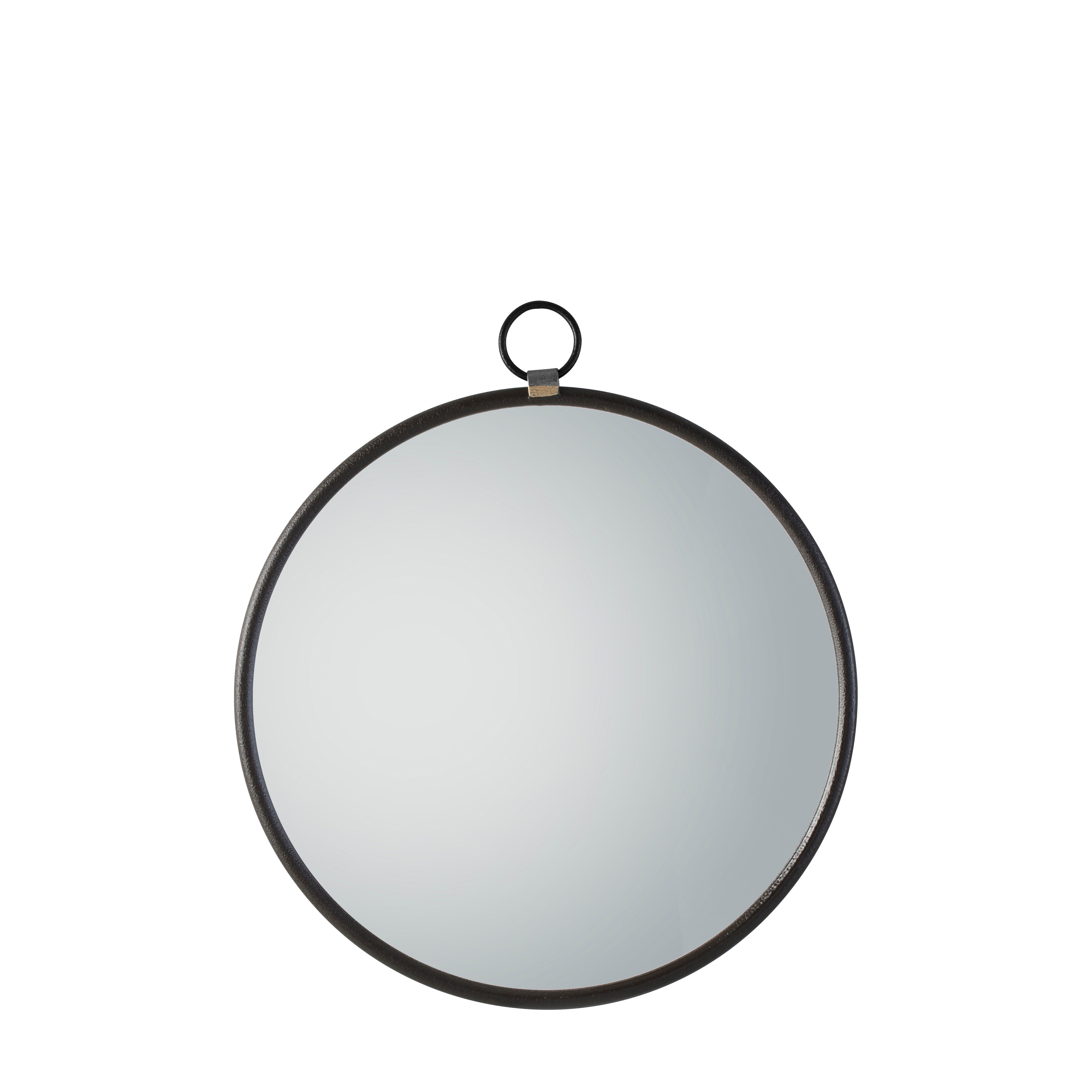 Amos Matt black hanging loop large round mirror