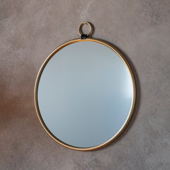 Amos Satin gold hanging loop large round mirror