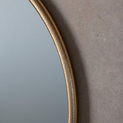 Amos Satin gold hanging loop large round mirror