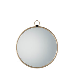 Amos Satin gold hanging loop large round mirror