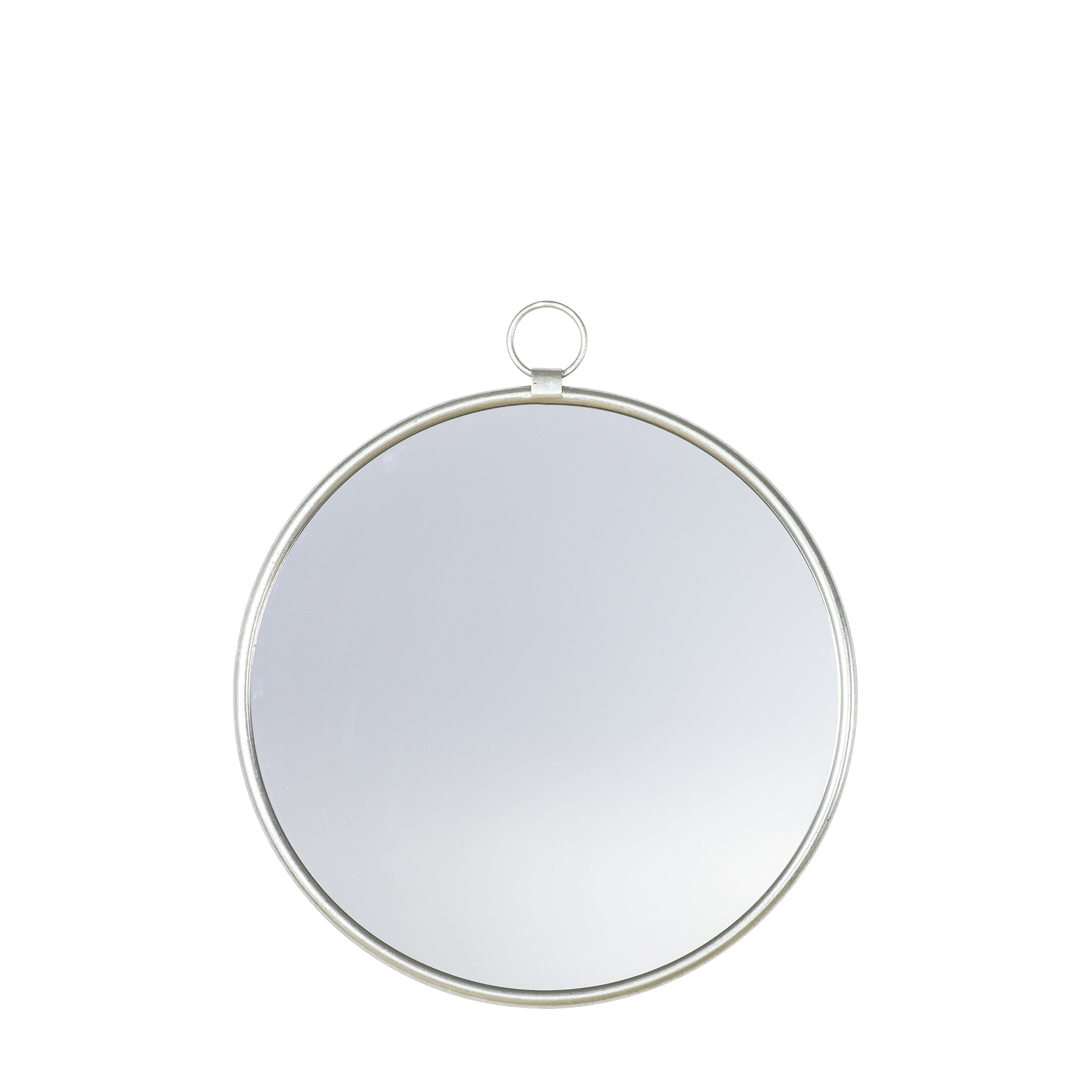 Amos Satin silver hanging loop large round mirror