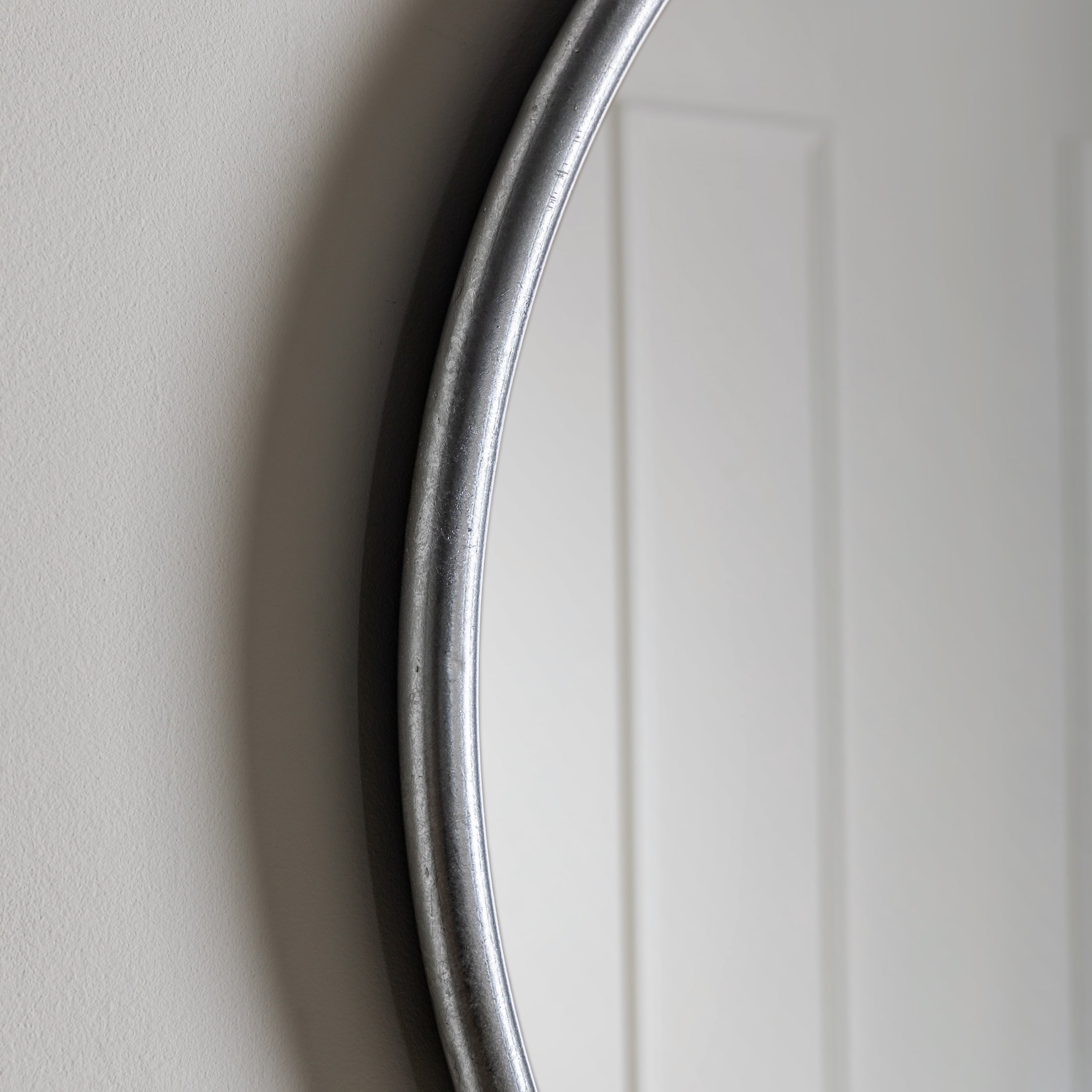 Amos Satin silver hanging loop large round mirror