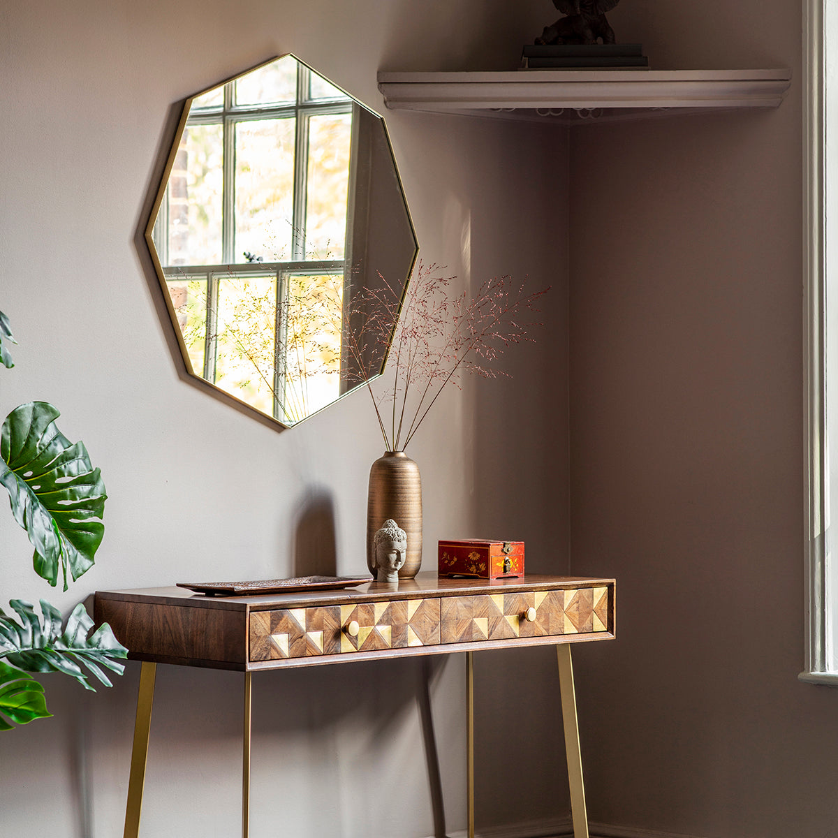 Amos Champagne gold octagon mirror