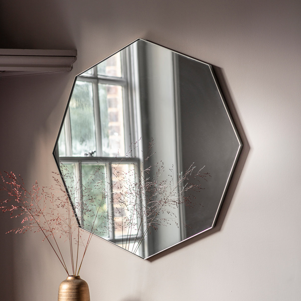 Amos Satin silver octagon mirror