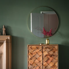 Amos Champagne gold finish round mirror