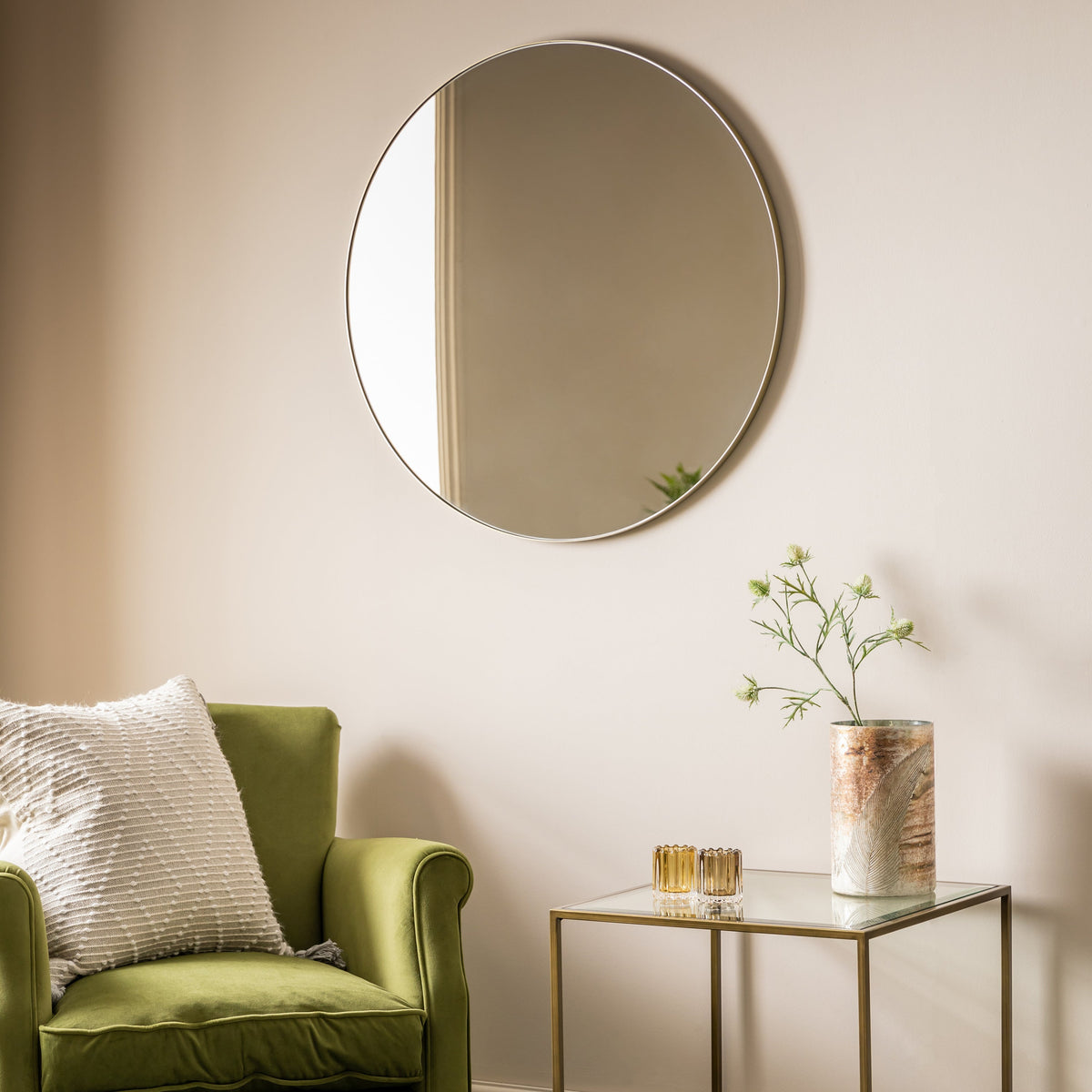 Amos Champagne gold finish round mirror