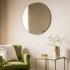 Amos Champagne gold finish round mirror