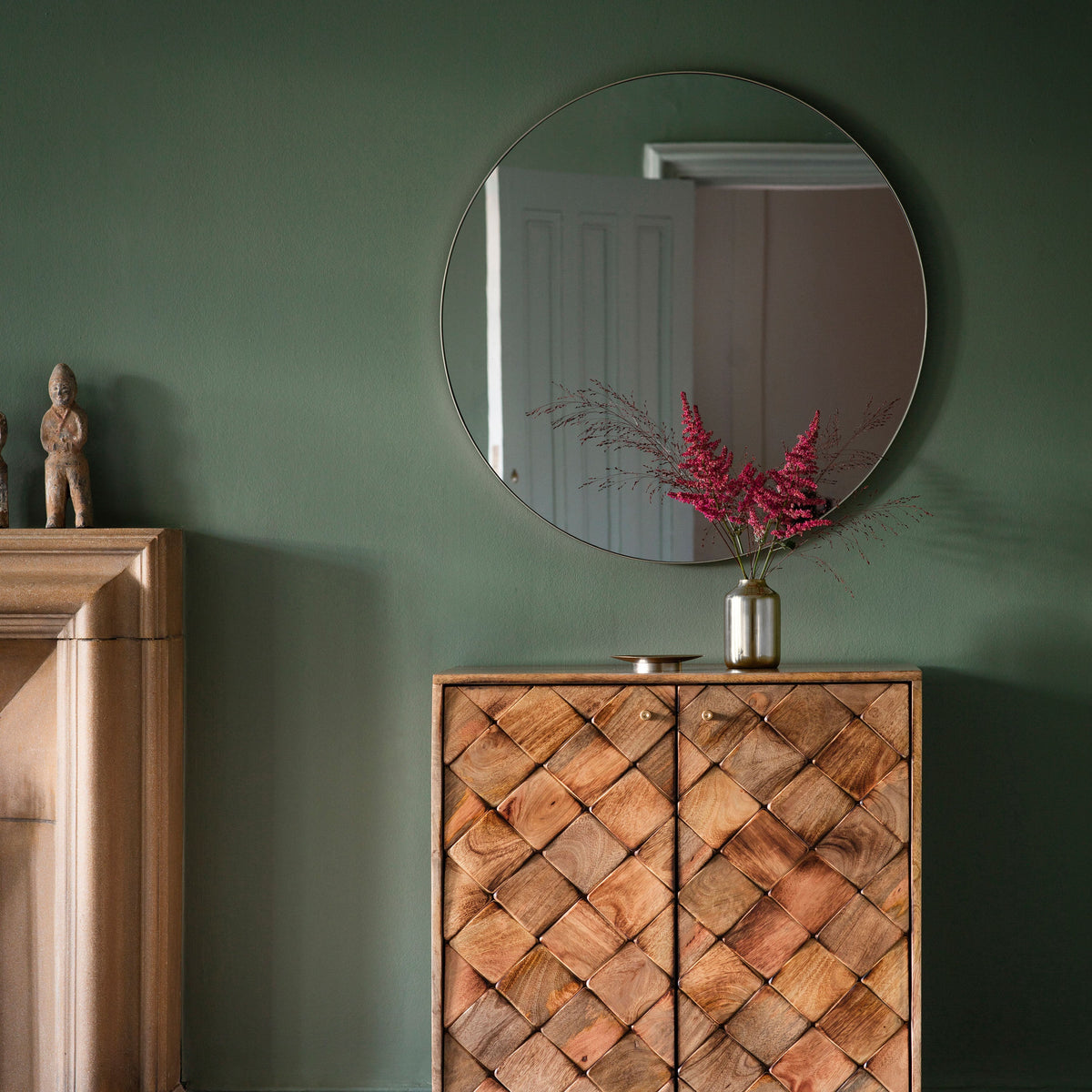 Amos Satin silver round mirror