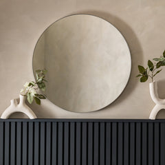Amos Satin silver round mirror
