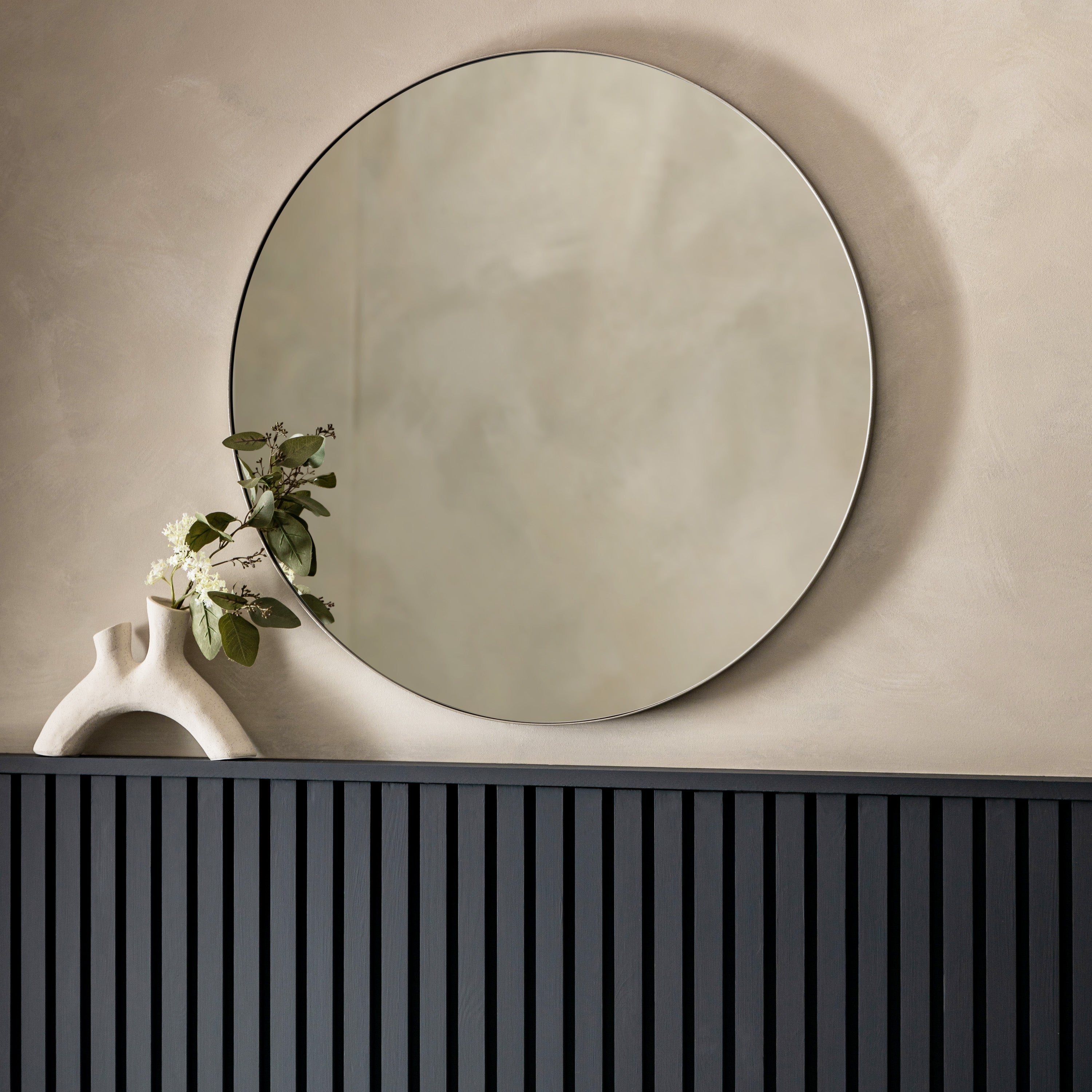 Amos Satin silver round mirror