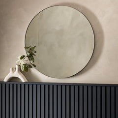 Amos Satin silver round mirror