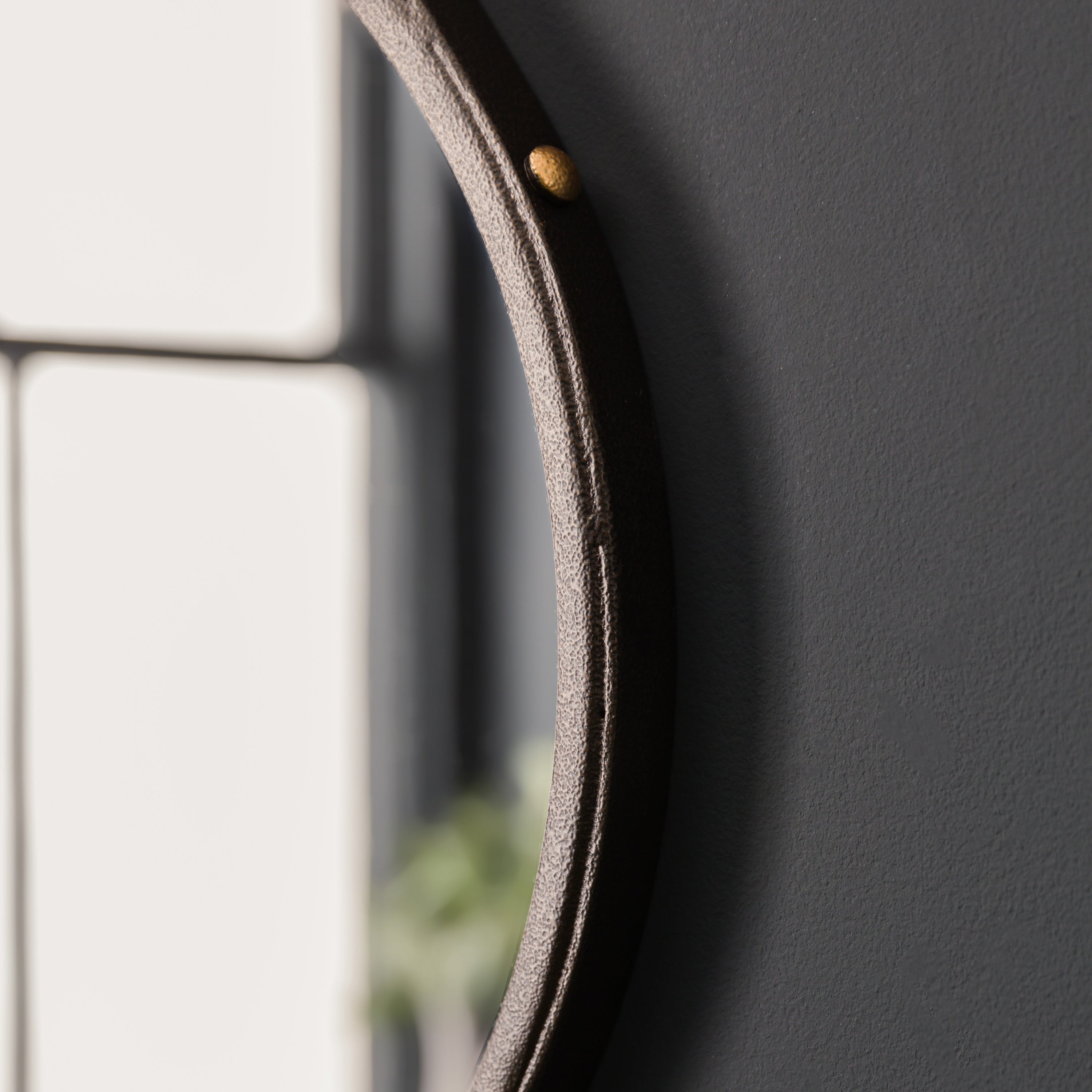 Amos Aged bronze medium round hanging mirror