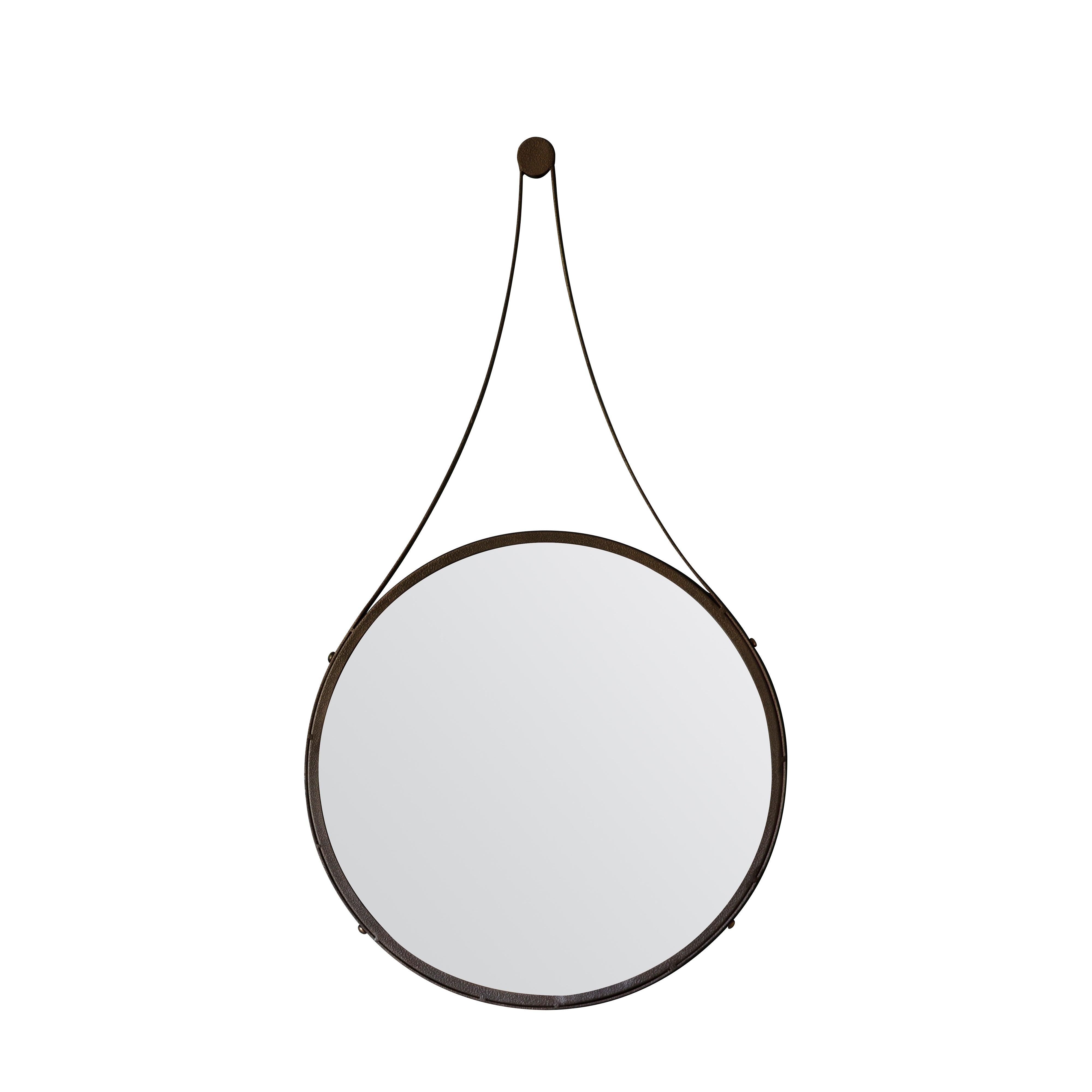 Amos Aged bronze large round hanging mirror