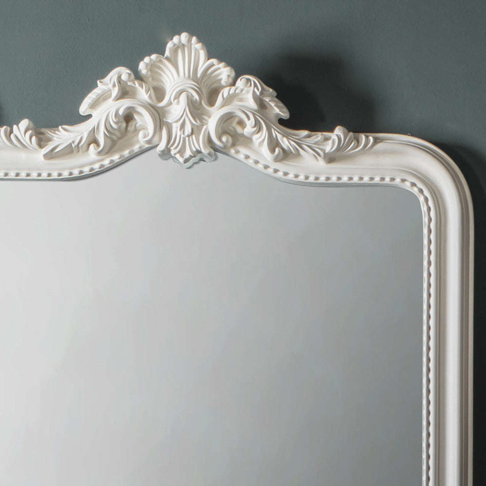 Amos French white ornate leaner mirror