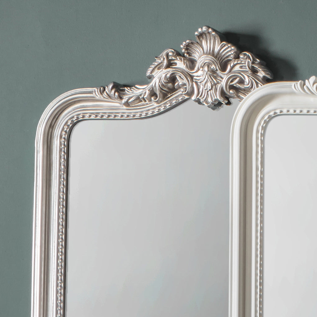 Amos Satin silver and ornate leaner mirror