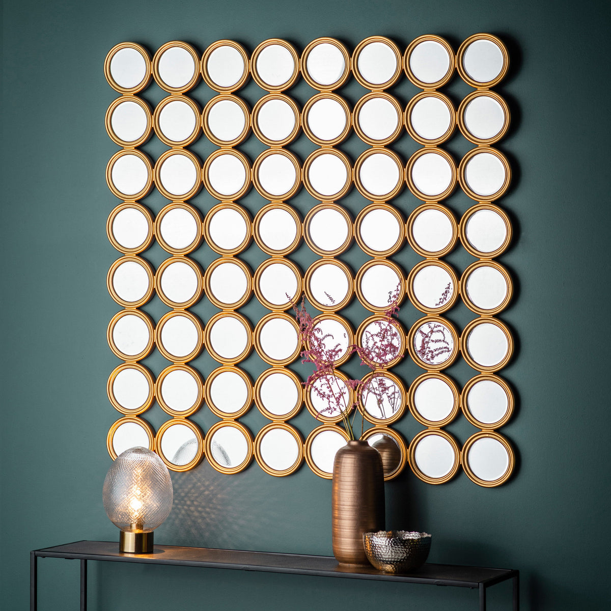 Amos Satin gold decorative square mirror