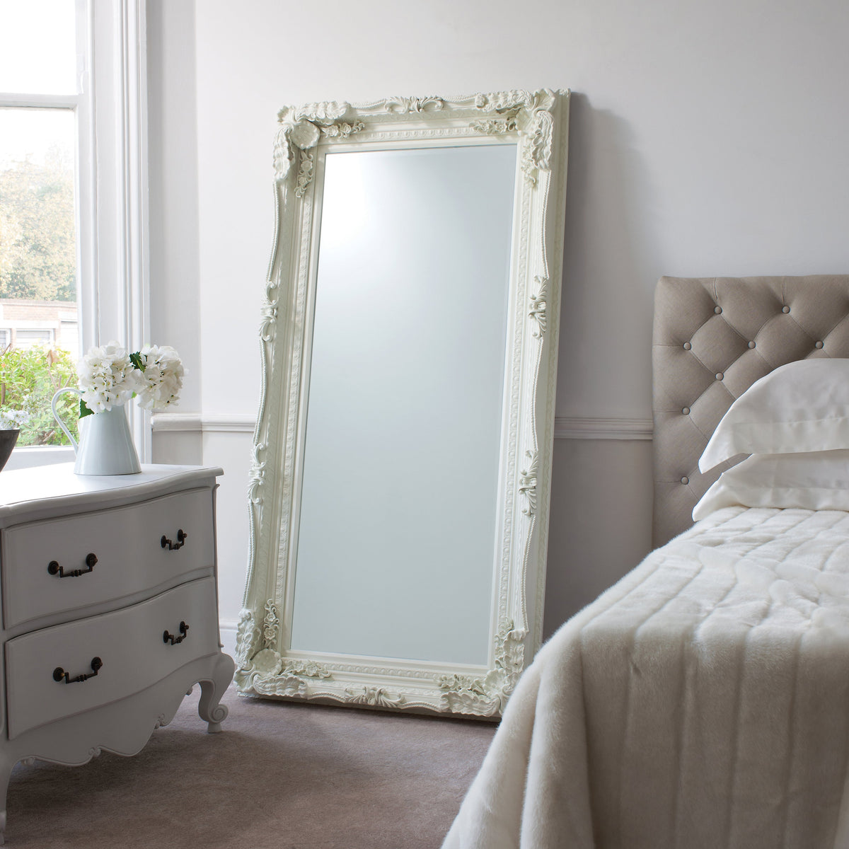 Amos French white leaner mirror